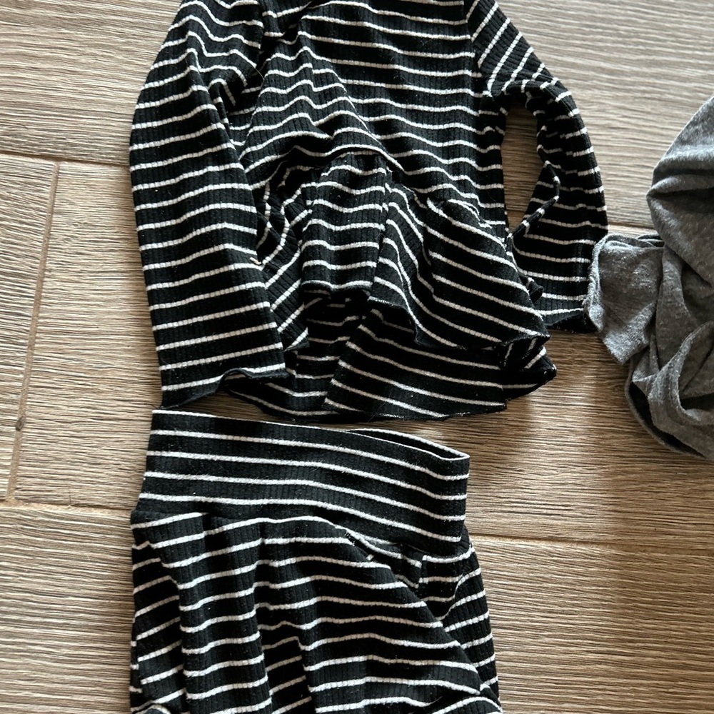 Black & White Striped Two-Piece Ribbed Set